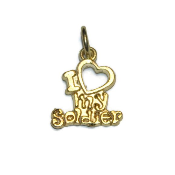 I Love my Soldier Pendant 14k Yellow Gold